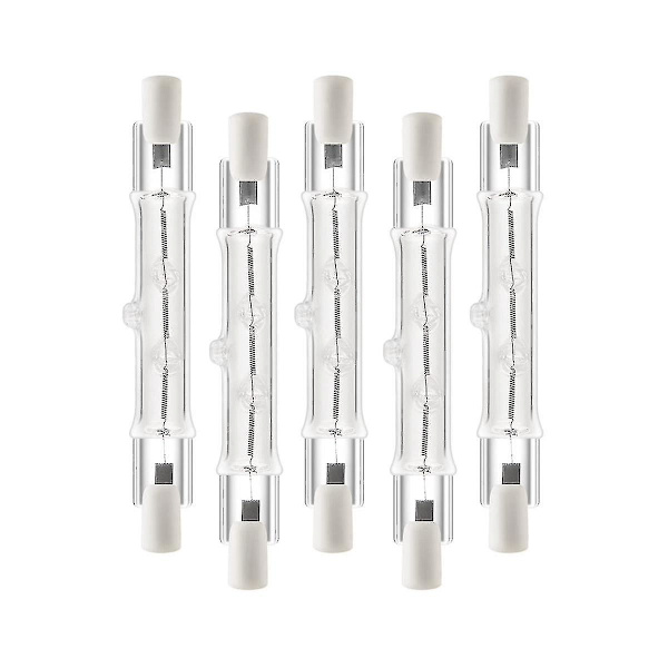 5 Pak R7s 118mm 300w 230v, r7s Halogen Lineær Pære, Dæmpbar Halogen Lampe Kompatibel med Cons