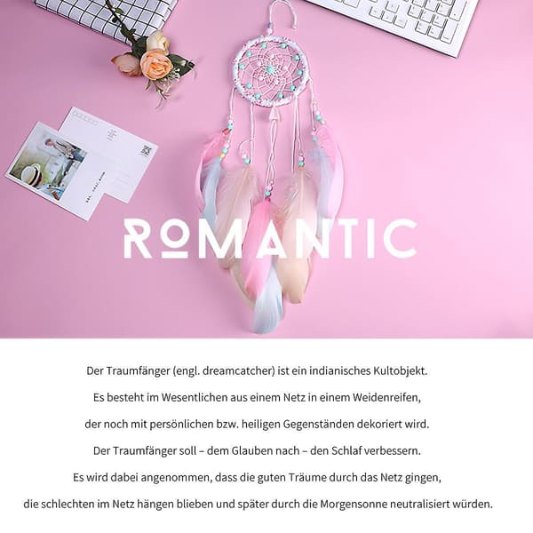 Handvävd Drömfångare Rosa för Rumsdekoration Drömfångare