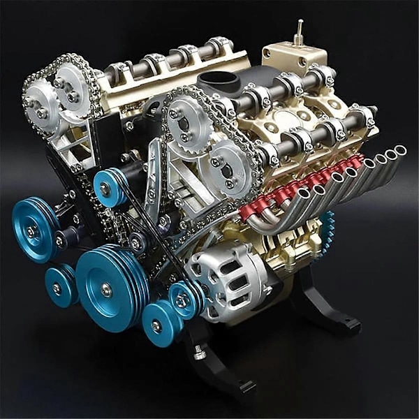 Modelmotor-sæt til voksne, 8-cylindret metalbilmotor-model-sæt, Resin DIY bilmotor-samlesæt