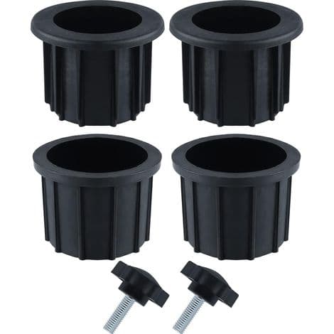 Pakke med 2 parasol tilbehørssæt – 6 dele – 4 ringe (1,5 og 1,9 tommer) – 2 x 40 mm M8 skruer – Sort plast og rustfrit stål