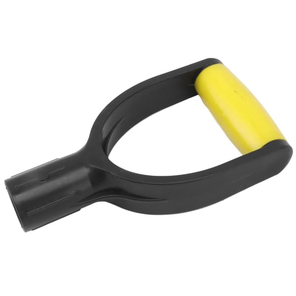 Shovel D-handle 32mm bore silicone coated reinforced replacement grip for digging and raking tools, yellow and black