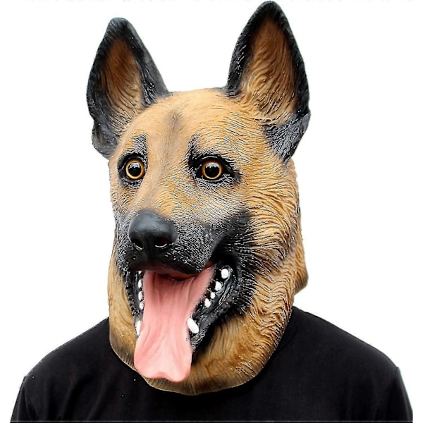 Hundhuvudmask Halloweenfest Hundkostym Masker Mask Super Bowl Underdog Kostym Latex Djurhuvudmask (Tysk Schäfer)