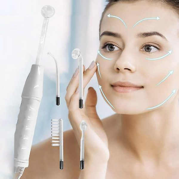 Högfrekvent ansiktsstav med 4 olika rör Bärbar handhållen multifunktionell smärtfri elektroterapimaskin Ansiktsvårdsskönhetsenhet (EU-kontakt)