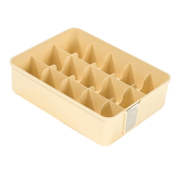 Yellow 15-Compartment Plastic Drawer Organizer for Socks, Underwear, Ties, Wardrobe Storage Box