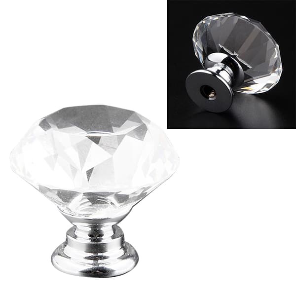 30PCS Alloy Crystal Cabinet Knobs Anti-rust Transparent Drawer Handles for Cabinets Wardrobe 30mm