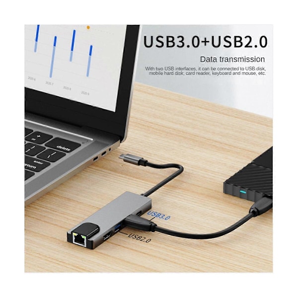 Type C til RJ45 USB 3.0 USB C HUB Type C Splitter til -Kompatibel 4K Docking Station Laptop Adapter m
