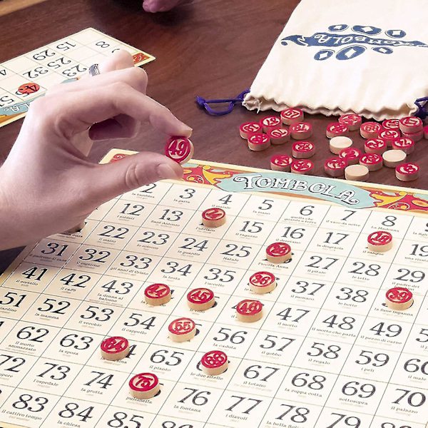 Italienske Spillebrikker, (90 Stykker) | Antikke Træ Bingo Chips 1-90 Til Lodtrækning, Brætspil Håndværk | Traditionelle, Ferie Bryllupsspil