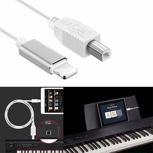 Lightning till Type-b Midi Keyboard Converter USB 2.0-kabel för iPhone 7 8 X iPad