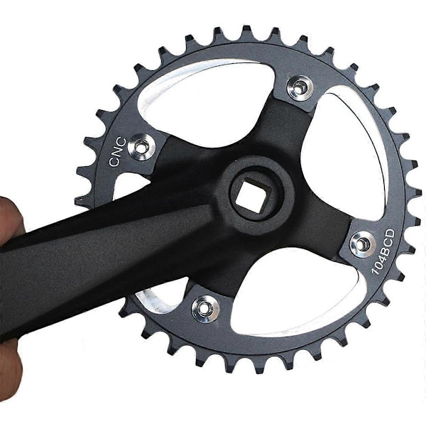 152mm Cykel Krankarm Cykel Firkantet Hul Kranksæt 32T Smal Bred Single Speed Kædering Kranksæt, Sort