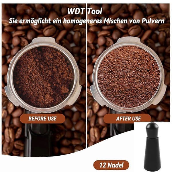 Kaffe Tamper Sæt 51 mm, Espresso Tamper Sæt, Barista Sæt med 304 Rustfrit Stål Base Kaffe Tamper