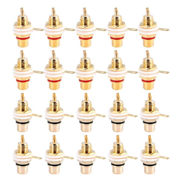 20 stk. Forgyldte RCA Terminal Jack Plug Hun Stik Chassis Panel Connector til Forstærker Højttaler