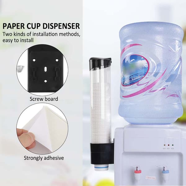 Koppdispenser for 60-80 papir-/plastkopper med én-knappsfunksjon (svart)