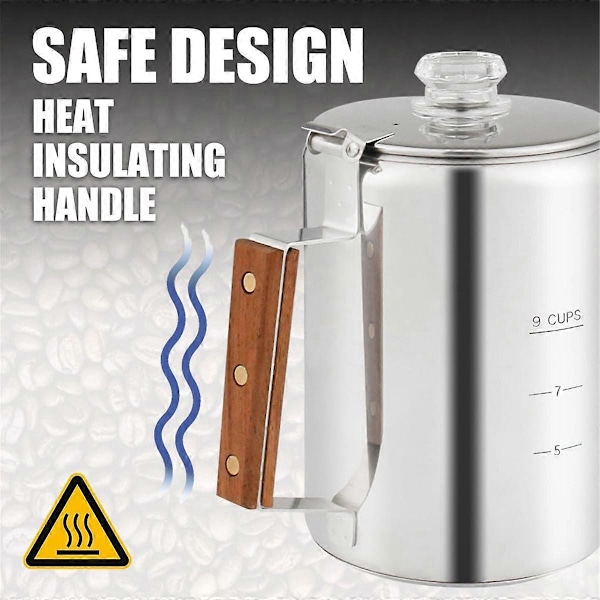 Kaffeperkolator för Spisplatta, Camping, Perkolator Kaffekanna Rostfritt Stål Kaffebryggare Camping