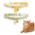 Kattkrage - Ej specificerad - 2-pack - Bomull - Gul och Grön - Säkrad med klocka