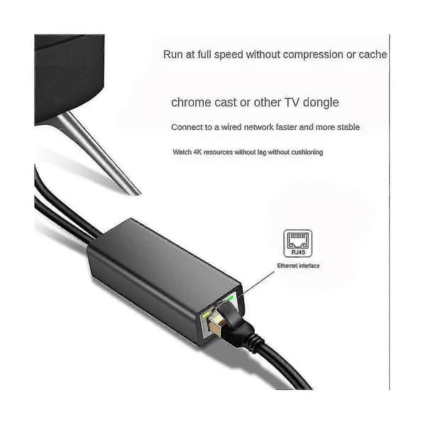 TV Ethernet-sovitin TV 4K -tikulle USB-C - RJ45 LAN -verkkoadapteri USB 2.0 -virtajohdolla
