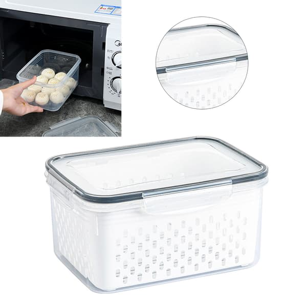 Transparent Drainage Basket Storage Box for Fruits Vegetables Kitchen Organizer Container 1750ML