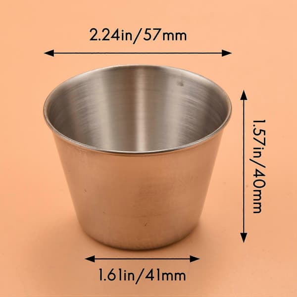 24-pakning sauskopper i rustfritt stål, sauskopper for kommersiell bruk, ramekin-krydder