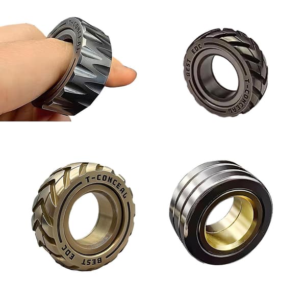 Dobbeltfunktionel Motorcykel Dæk Fidget Ring i Rustfrit Stål - Stressaflastende Legetøj - SDR