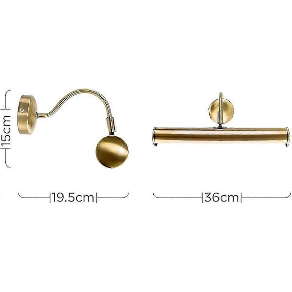 Moderne Justerbar Dobbel Bildevegglampe i Antikk Messingfinish