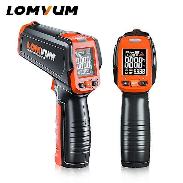 Digital Infraröd Termometer Kontakt Temperaturpistol Laser Handhållen IR Temp Pistol Färgstark LCD-skärm 50-580C Alarm