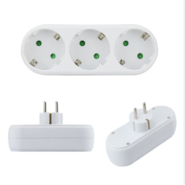2 stk. 3-vejs stikadapter, 3-vejs multi-stik væg- eller skrivebordsstik 16a/250v
