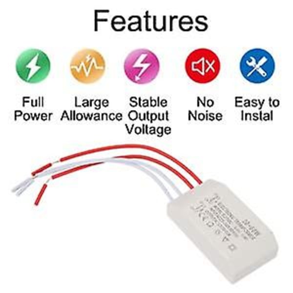 220V till AC 12V elektronisk transformator 20-60W spänningsomvandlare lågspänningslampa smart strömförsörjningsstyrenhet