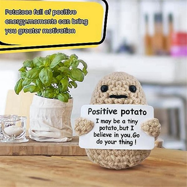 Mini Positiv Potatis, Söt Ull Rolig Stickad Positiv Potatis, Positiva Gåvor Rolig Present Positiv P