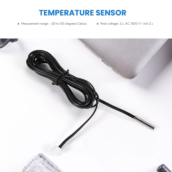 Vktech 1M NTC Termistor Temperaturgivare Vattentät Sond Tråd 10K 1% 3950