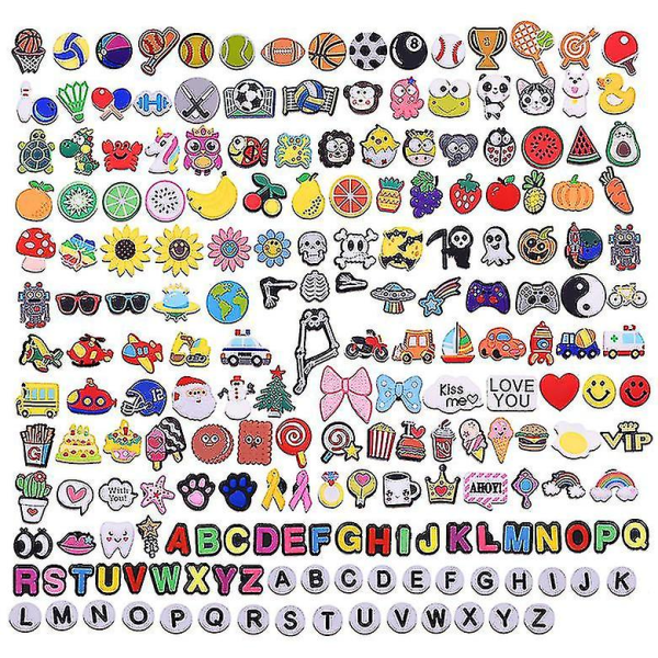 100 stk. Sko Charms til Croc Bubble Slides Sandaler Clogs Charms