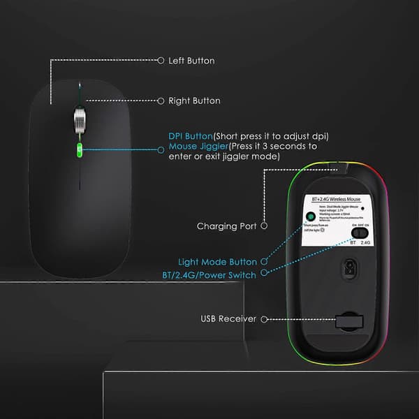 Mouse Jiggler Anti-Hibernate Auto-Move Cursor Virtuel Trådløs Bluetooth Mus Forhindrer Computer Låseskærm Mover E