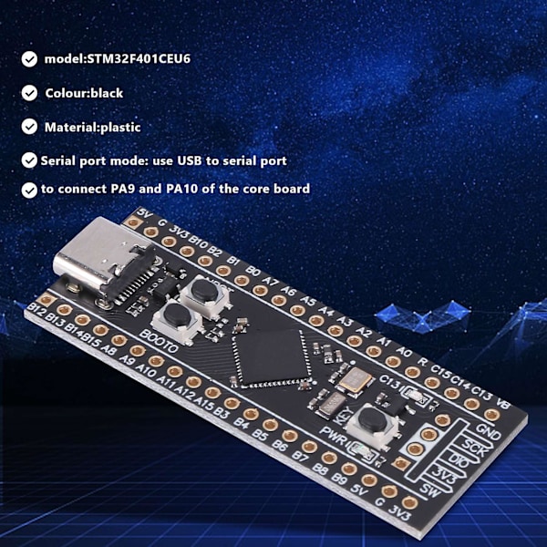 STM32F401 Utviklingstavle, STM32F401CEU6 STM32F4 Læringskort, Støtte for MicroPython/ Programmering