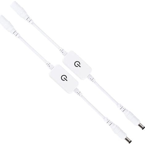2 st 12-24V 4A Enfärgad LED-list Ljusstyrkeregulator På/Av-brytare Inline Touch Switch DC Mini LED Touch Switch (Vit)