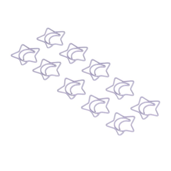 Purple Star-Shaped Paper Clips 100-Pack, Durable Metal Paper Clips for File Sorting and Organizing