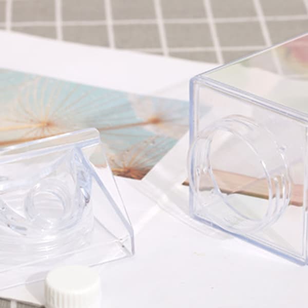 Milk Carton Water Bottle with Large Capacity, Leak-Proof Sealed Rectangular Transparent Cup Food Grade PP Plastic 500ML