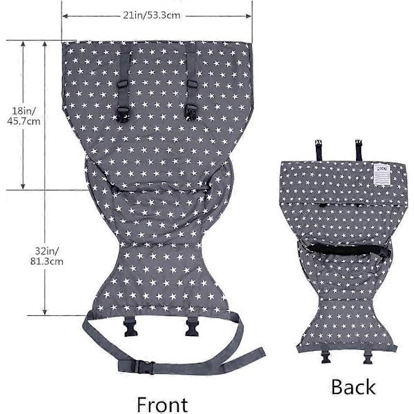Easy Seat Bärbar resestol för barnstol (Grå), justerbar sits, säker och tvättbar - för småbarn - Praktiskt tyg, får plats i din väska
