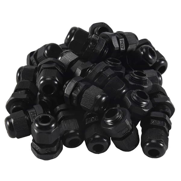 30 stk. PG7 Vandtæt Konnektor Muffe Sort til 4-7 mm Diameter Kabel