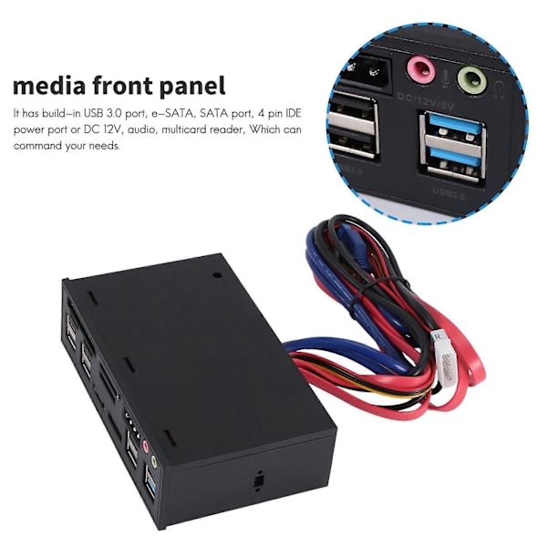 Multifunktionel 5.25\" Media Dashboard Kortlæser USB 2.0 USB 3.0 20 pin e-SATA SATA Frontpanel