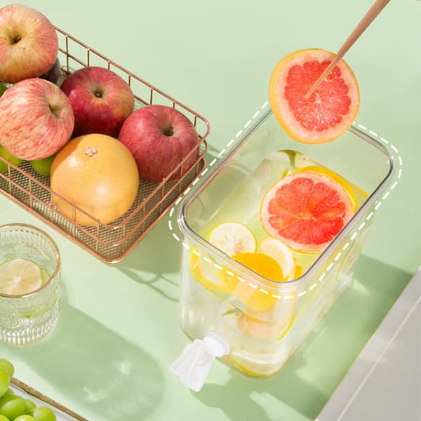 Cold Water Kettle Large Capacity Thick Faucet Sealed Beverage Storage Jug for Kitchen Yellow‑4.5L