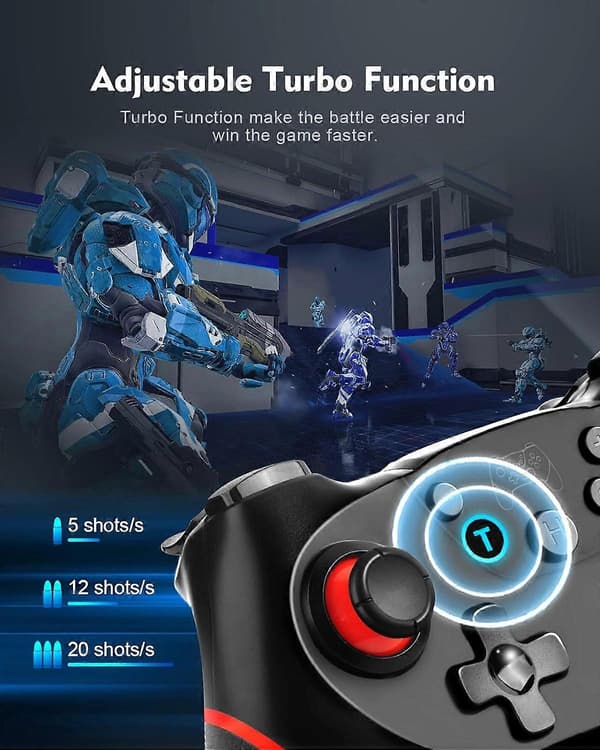 Switch ControllerPro Controller til Switch/Switch Lite/Switch OLED, Switch Fjernbetjening Controller Gamepad Joystick, Justerbar Turbo og Dobbelt Vibration