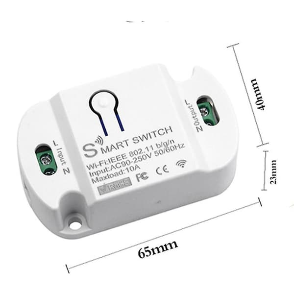 Tuya Wifi Smart Switch 10A Trådløs Timer Smart Hjem LED Lys Smart Life APP Stemmekontroll Automatisering Modul