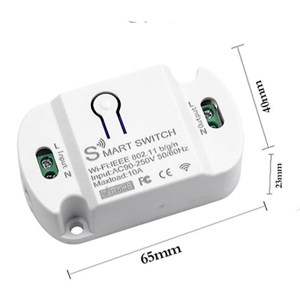 Tuya Wifi Smart Switch 10A Trådlös Timer Smart Home LED-ljus Smart Life APP Röststyrningsautomationsmodul
