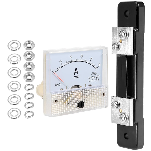 DC 0-50A Analog Amperemeter Ammeter Ström Panel + 50A 75mV Shunt Motstånd