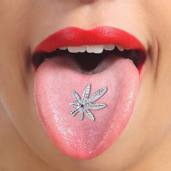 1PC Tungpiercing i rustfrit stål med potteplantebladsformet design