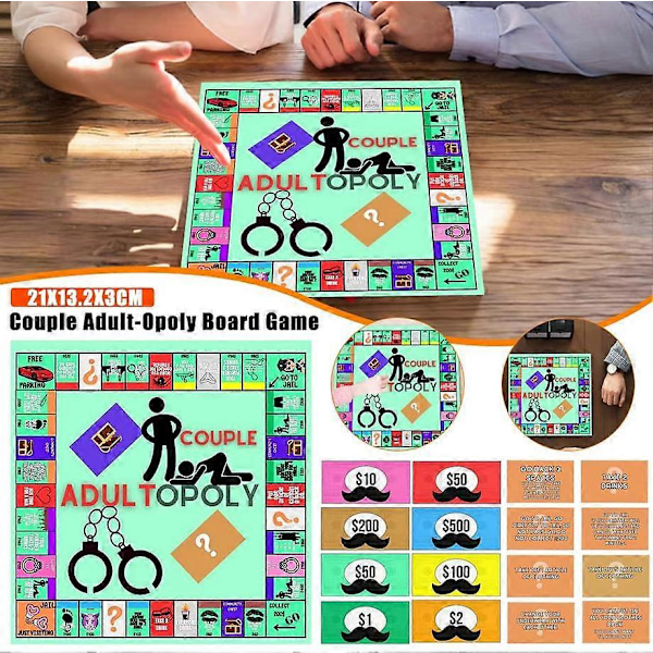 Adultopoly Brettspill for Par - Adultopoly Date Night Spill - Morsomt Interaktivt Relasjonskortspill - Samtalekort for Par