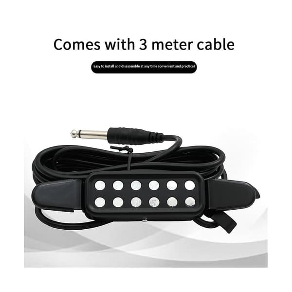 P-102 12-Hulls Akustisk Gitar Lydhull Pickup Magnetisk Transduser Gitardeler & Tilbehør Svart