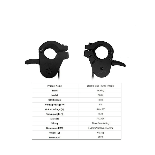 Elcykel 12-72v 300x Ebike Finger Tumgasreglage Elektrisk Cykel Vattentät Kontakt