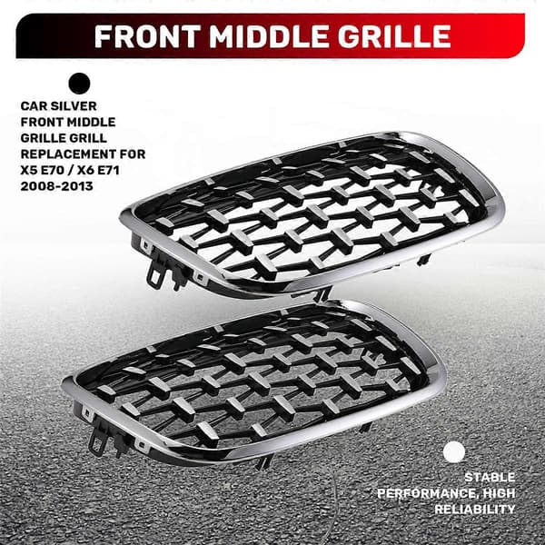 Bil Sølv Front Midtre Grill Erstatning for X5 E70 / X6 E71 2008-2013