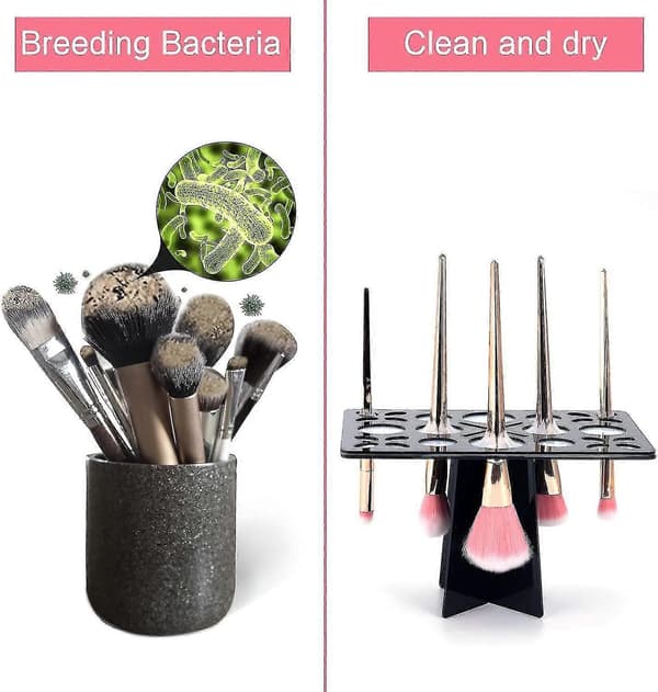 Foldbar Makeupbørste Organizer Børsteholder Bærbar Tørrestativ Makeupbørster