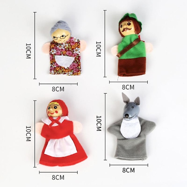 4-pack Sagostundedocka Sagosaga Rödluvan Fingerdockor Barn Baby Utbildningsleksaker