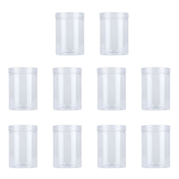 10 stk 500 ml Matkrukke Forseglede Transparente Plastkjøkkenbokser Snacksbeholdere med Lopp for Godteri C